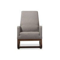 Baxton Studio BBT5199-Grey Yashiya Mid-century Retro Modern Grey Fabric Upholstered Rocking Chair